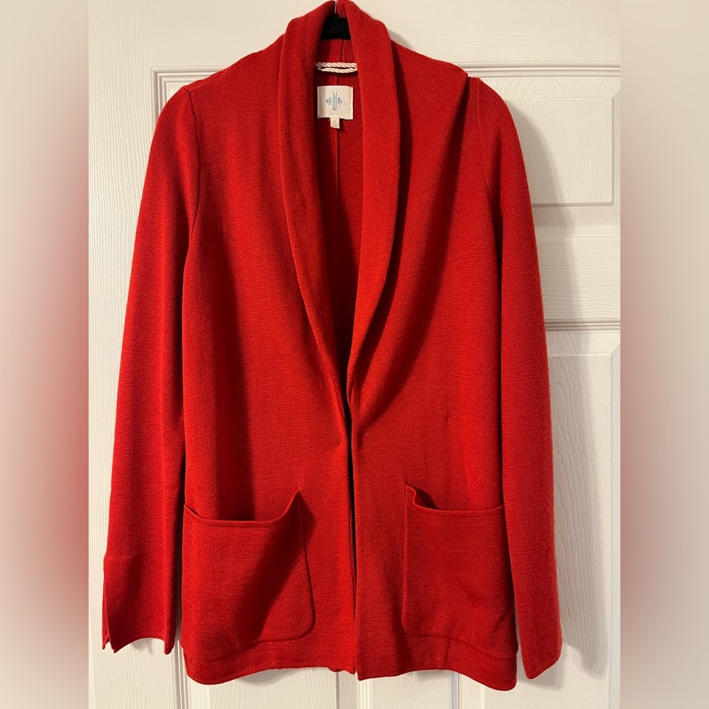 MOVING SALE! Anthropologie red wool cardigan with hook closure - size XS